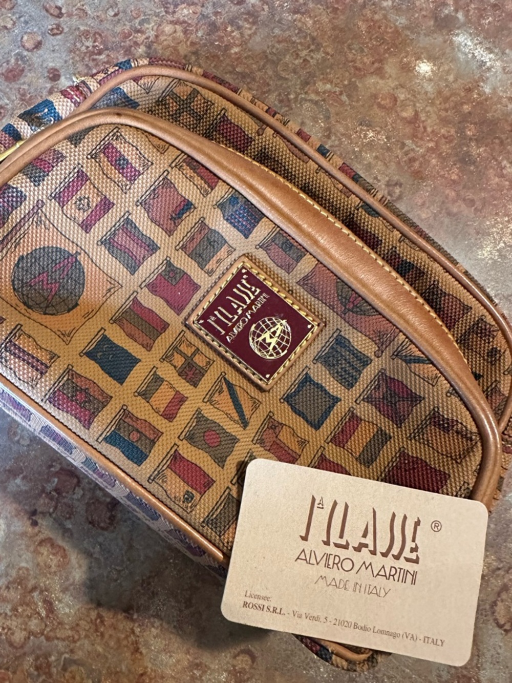 Alviero Martini Rare Toiletry Travelers World Flag Bag
